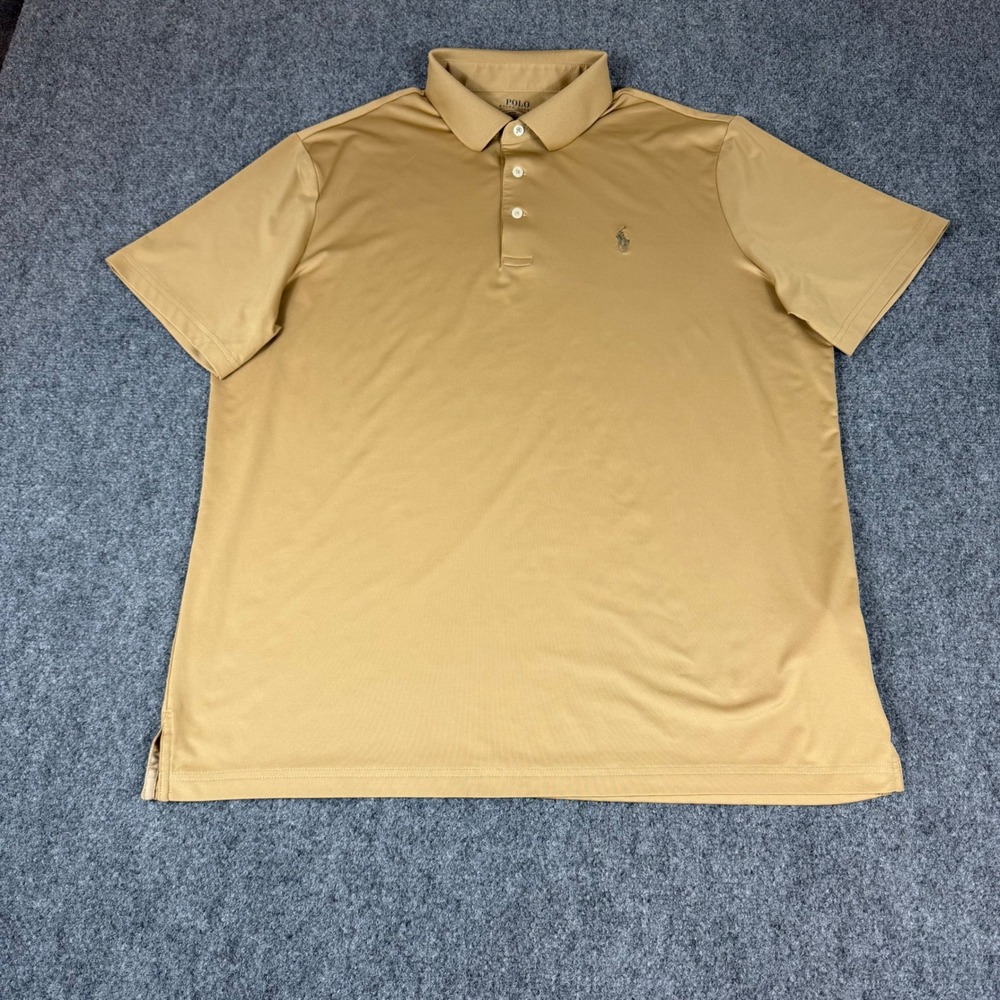 Polo Ralph Lauren Performance Shirt Mens Large Tan Khaki Short Sleeve Golf Polo